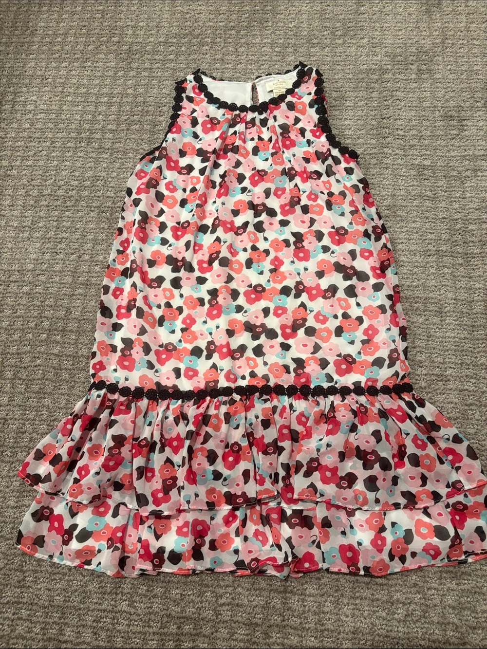 kate spade Girls Floral Tiered Ruffle Dress in Pink, Coral, Brown, Aqua